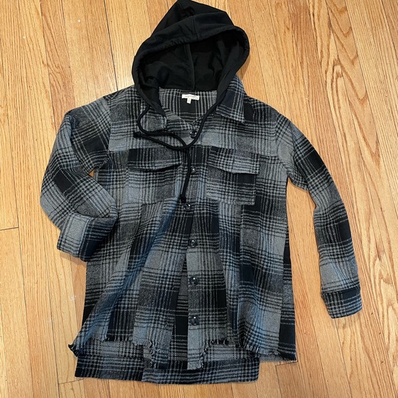 Mystree Oversized Hooded Flannel - Size S - Picture 1 of 5